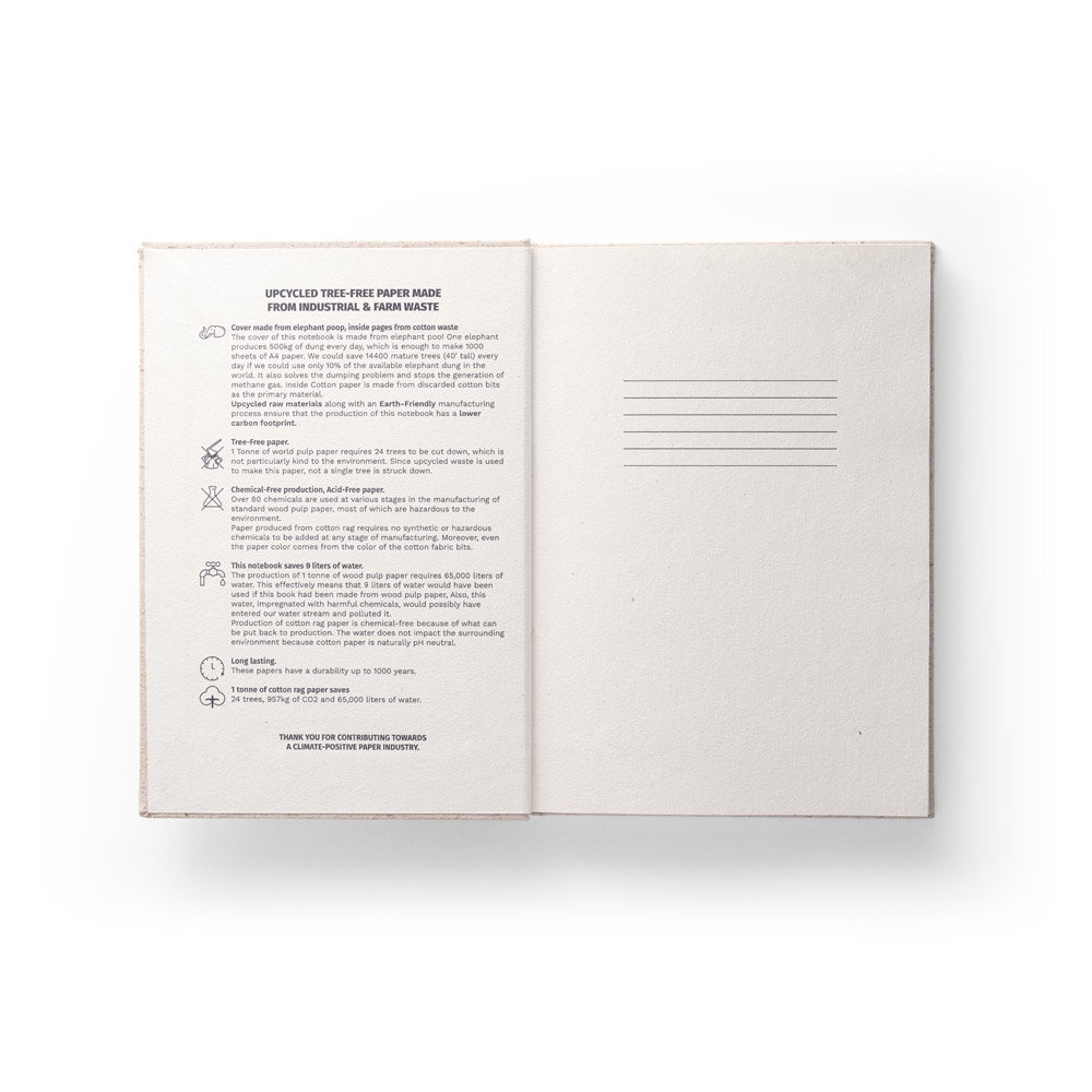 ORGANIC RIGID promotional notebook in light natural (detail view) with custom logo branding