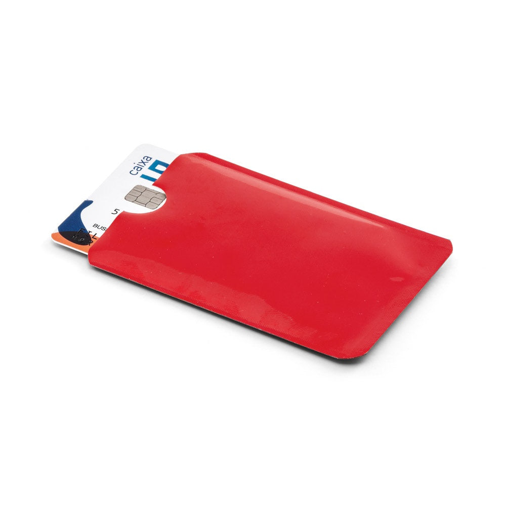 MEITNER promotional travel accessory in red (detail view) with custom logo branding