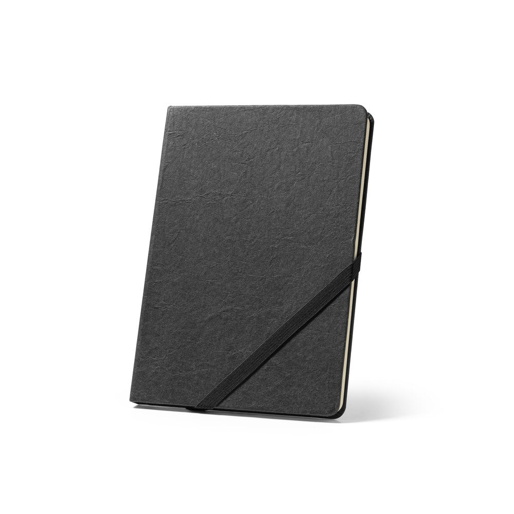 HUXLEY promotional notebook in black with custom logo branding