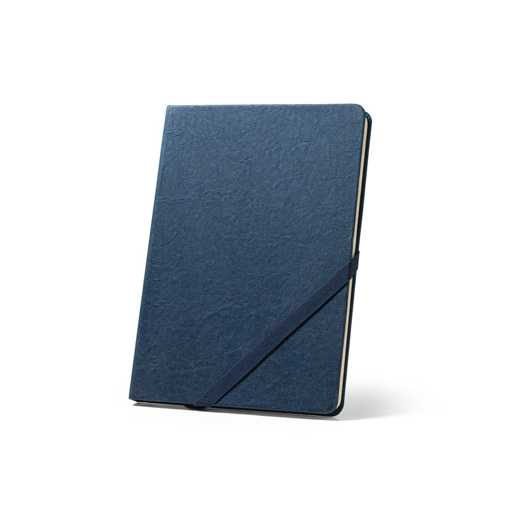 HUXLEY promotional notebook in blue with custom logo branding