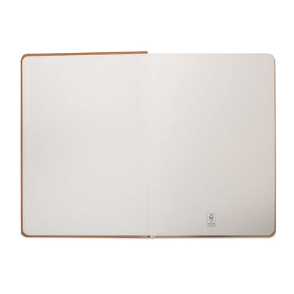 HUXLEY promotional notebook in light brown (detail view) with custom logo branding