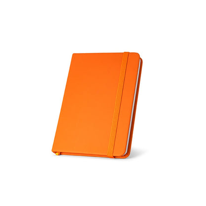 MEYER promotional notebook in orange with custom logo branding