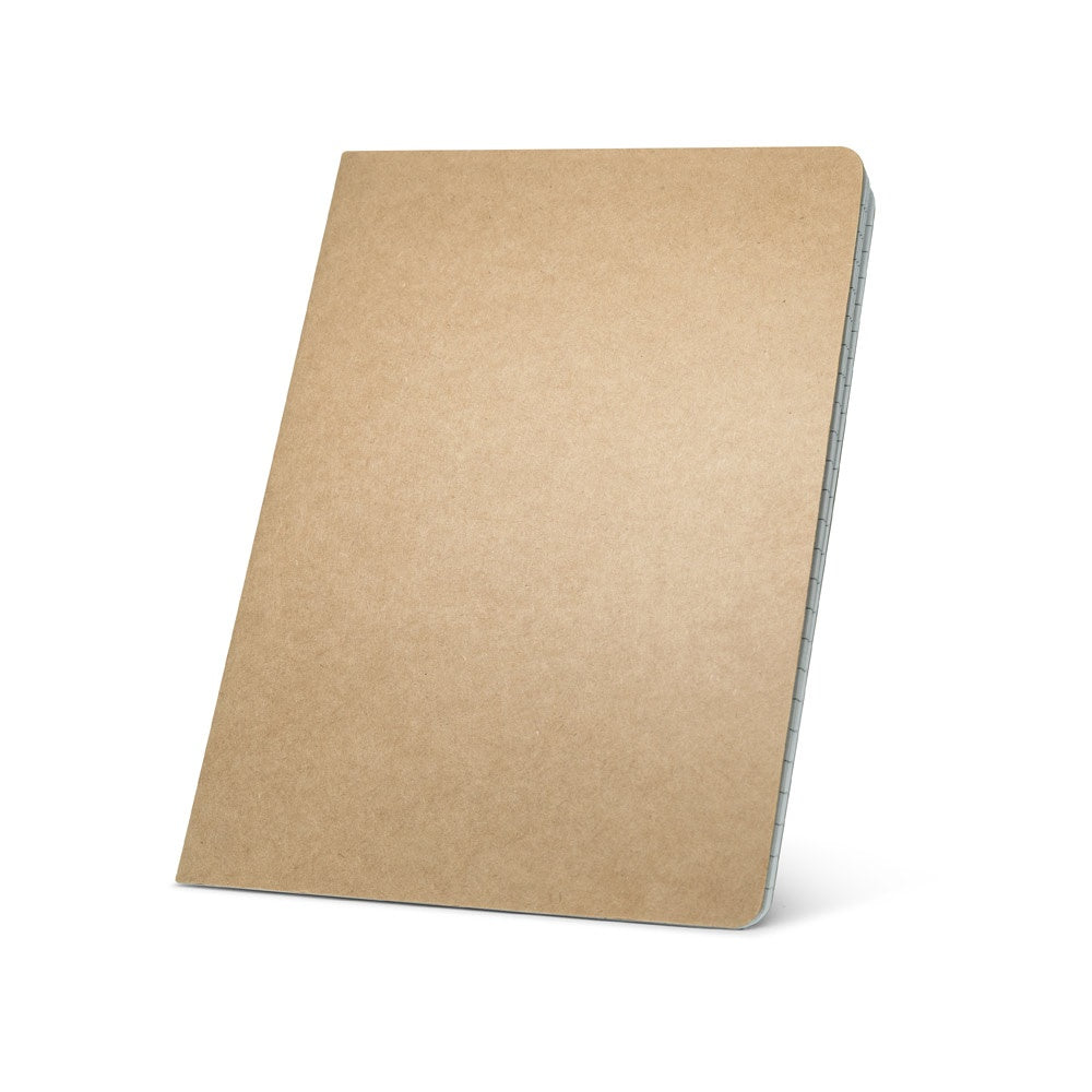 KOSTOVA promotional notebook in natural (detail view) with custom logo branding