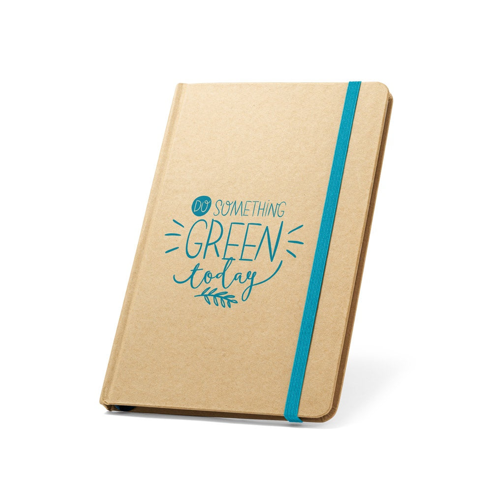 MAGRITTE promotional notebook in light blue with custom logo branding