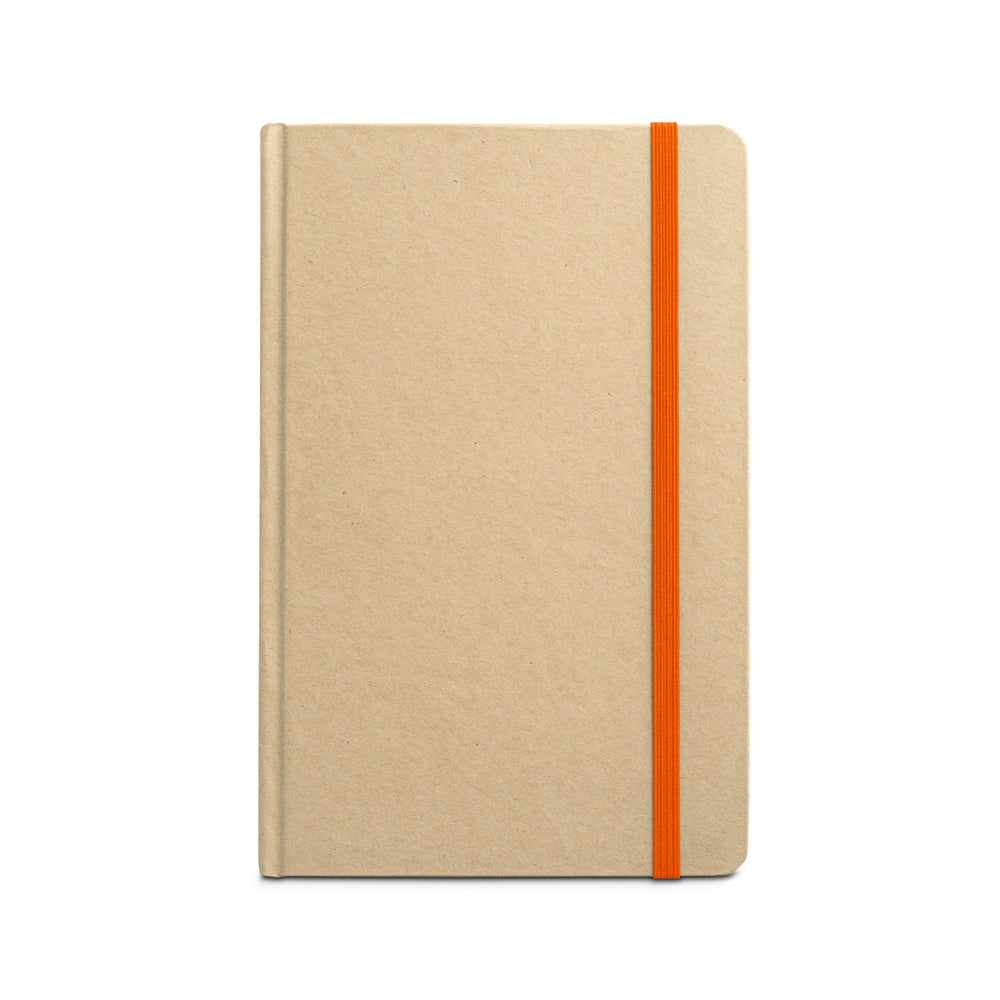 MAGRITTE promotional notebook in orange (detail view) with custom logo branding