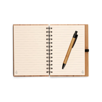 DICKENS A5 promotional notebook in natural (detail view) with custom logo branding