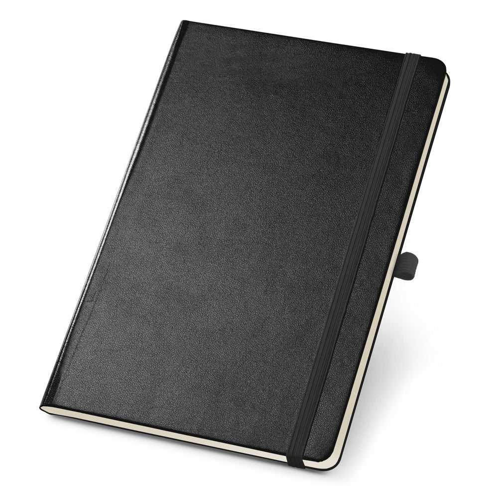 TWAIN promotional notebook in black with custom logo branding