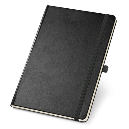 TWAIN promotional notebook in black with custom logo branding