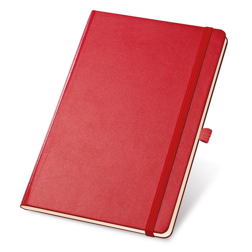 TWAIN promotional notebook in red with custom logo branding