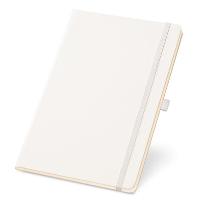 TWAIN promotional notebook in white with custom logo branding