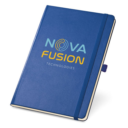 TWAIN promotional notebook in royal blue with custom logo branding