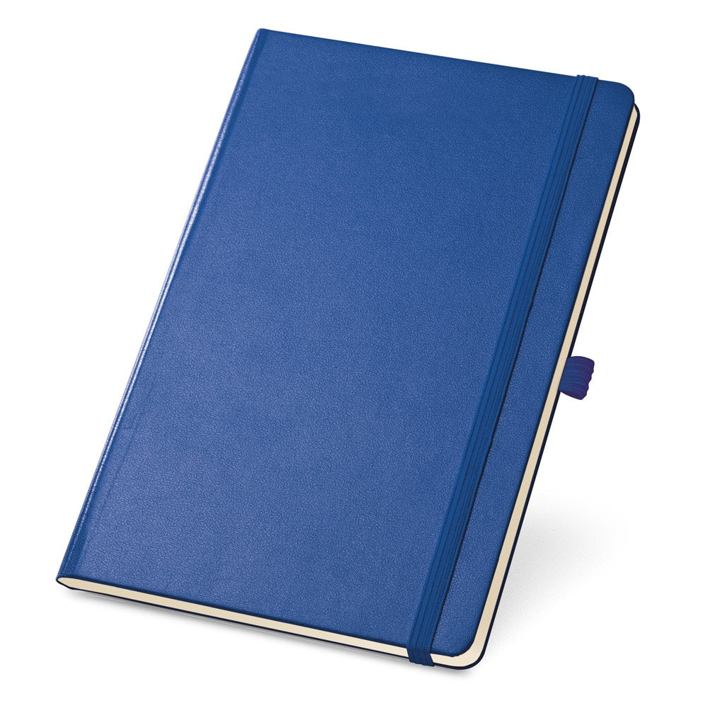 TWAIN promotional notebook in royal blue with custom logo branding