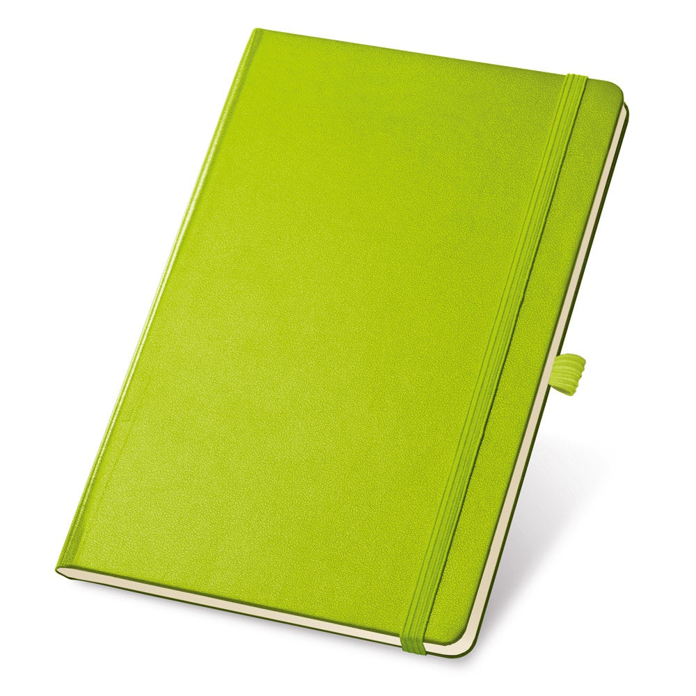 TWAIN promotional notebook in light green with custom logo branding
