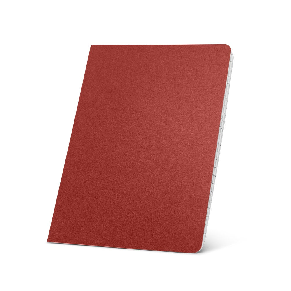 ECOWN promotional notebook in red with custom logo branding