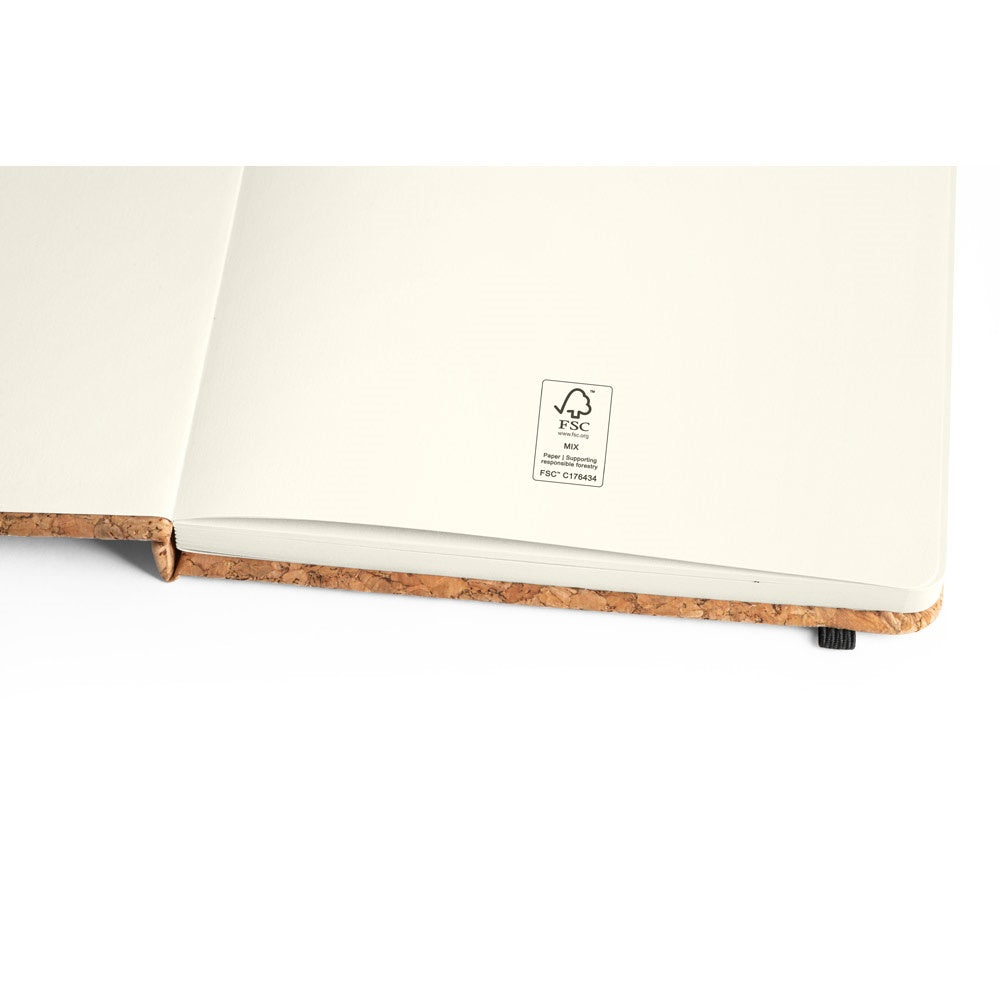 FREUD promotional notebook in natural (detail view) with custom logo branding