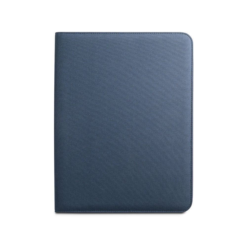 EMERGE FOLDER promotional document folder in blue (detail view) with custom logo branding