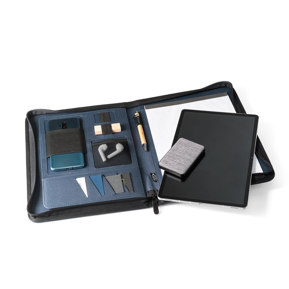 EMERGE FOLDER promotional document folder in blue (detail view) with custom logo branding