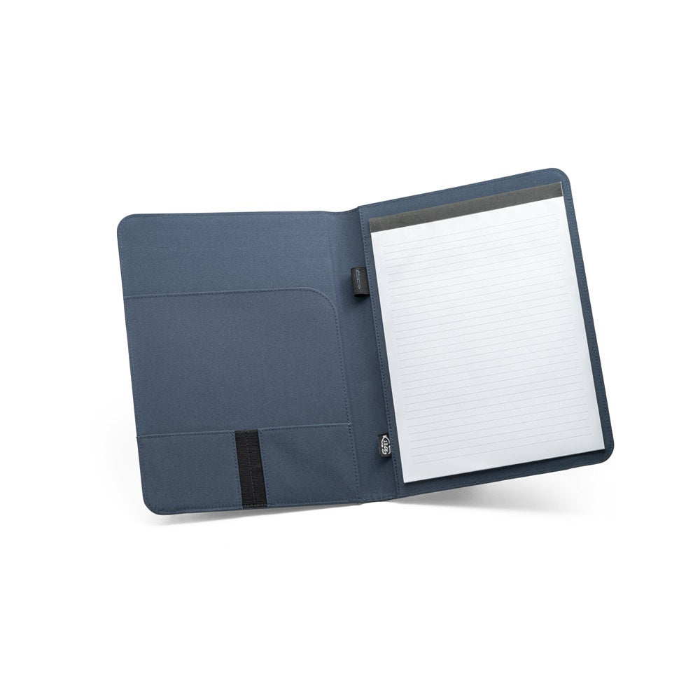 EMERGE FOLDER II promotional document folder in blue (detail view) with custom logo branding