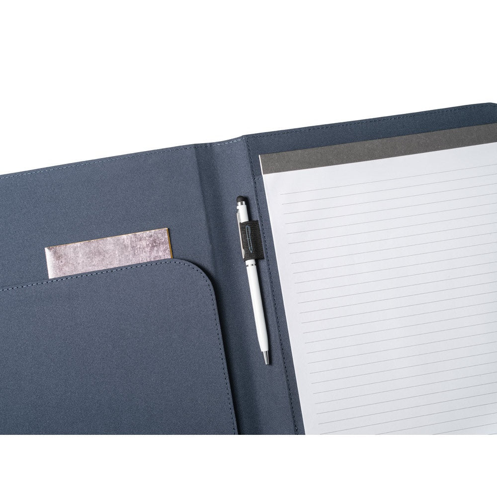EMERGE FOLDER II promotional document folder in blue (detail view) with custom logo branding