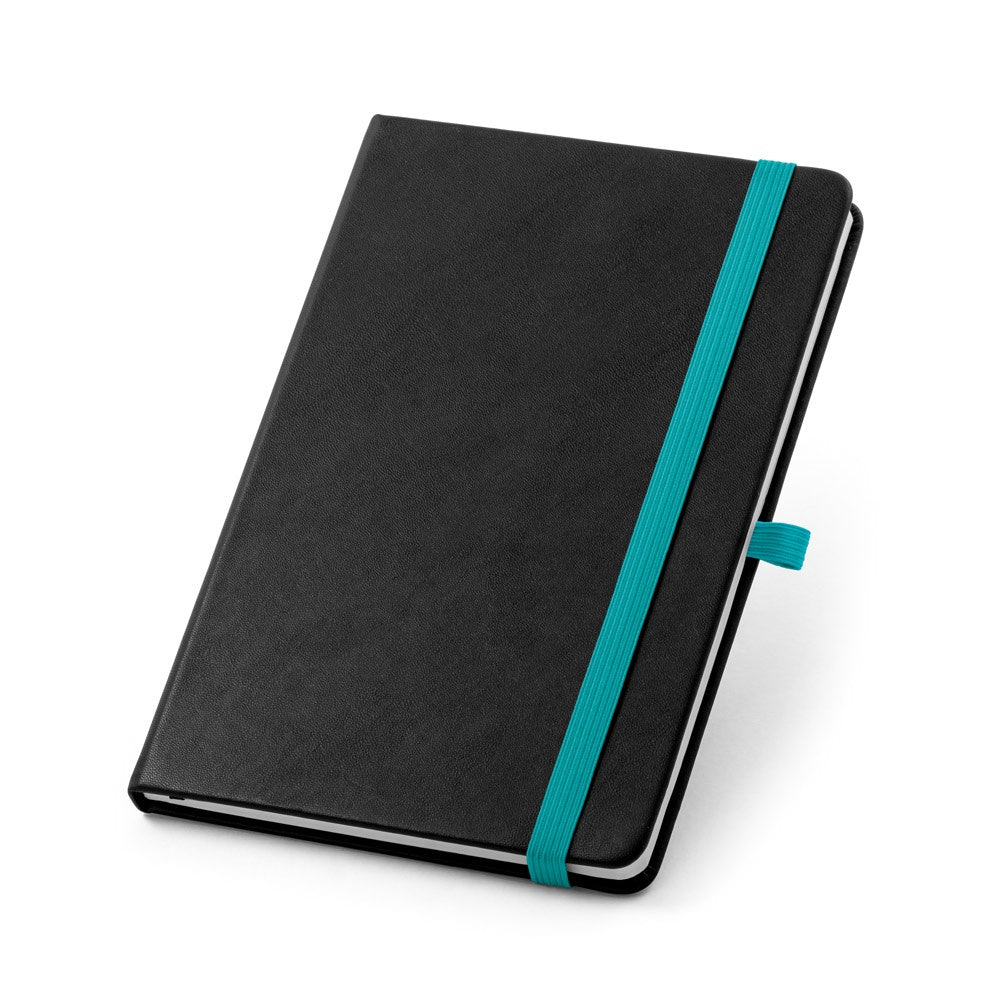 ROTH promotional notebook in light blue with custom logo branding