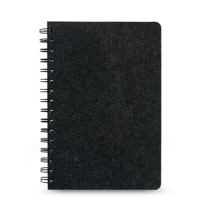 MISHIMA promotional notebook in dark grey (detail view) with custom logo branding