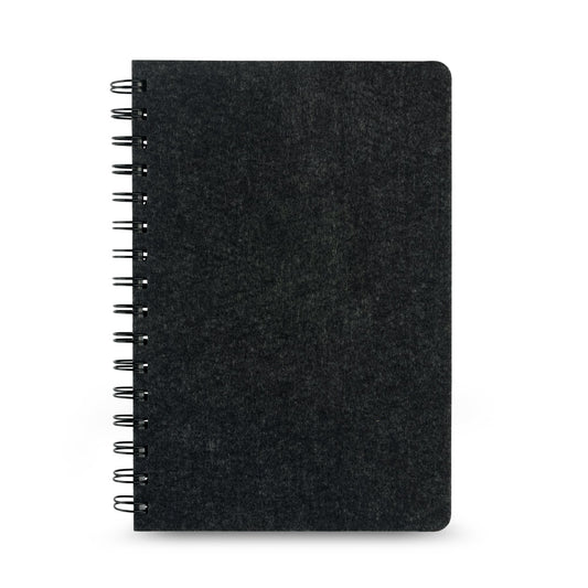 MISHIMA promotional notebook in dark grey (detail view) with custom logo branding