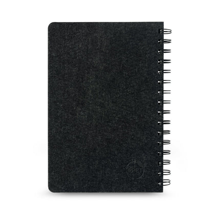 MISHIMA promotional notebook in dark grey (detail view) with custom logo branding