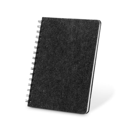 MISHIMA promotional notebook in dark grey with custom logo branding