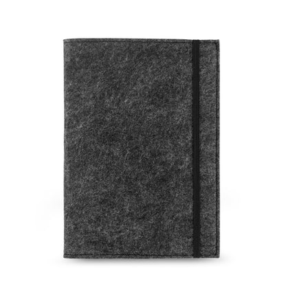 BALDWIN promotional notebook in dark grey (detail view) with custom logo branding