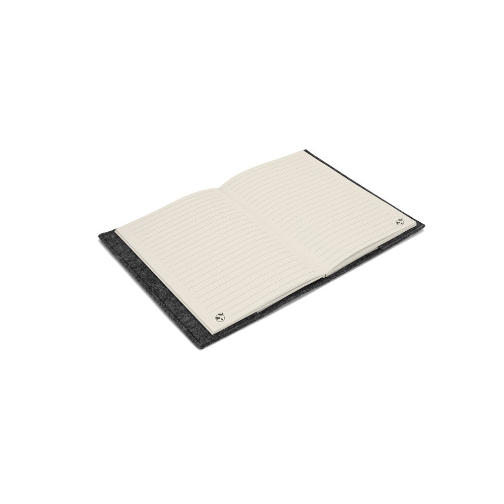 BALDWIN promotional notebook in dark grey (detail view) with custom logo branding