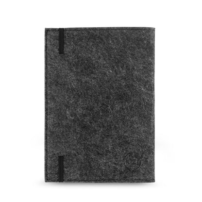 BALDWIN promotional notebook in dark grey (detail view) with custom logo branding