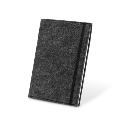 BALDWIN promotional notebook in dark grey with custom logo branding