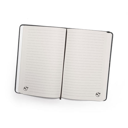 CAMPUS promotional notebook in black (detail view) with custom logo branding