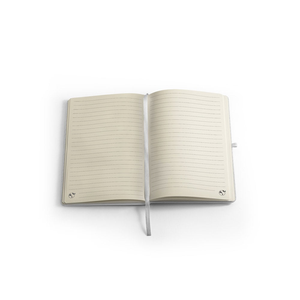 ANNE SUB promotional notebook in white (detail view) with custom logo branding