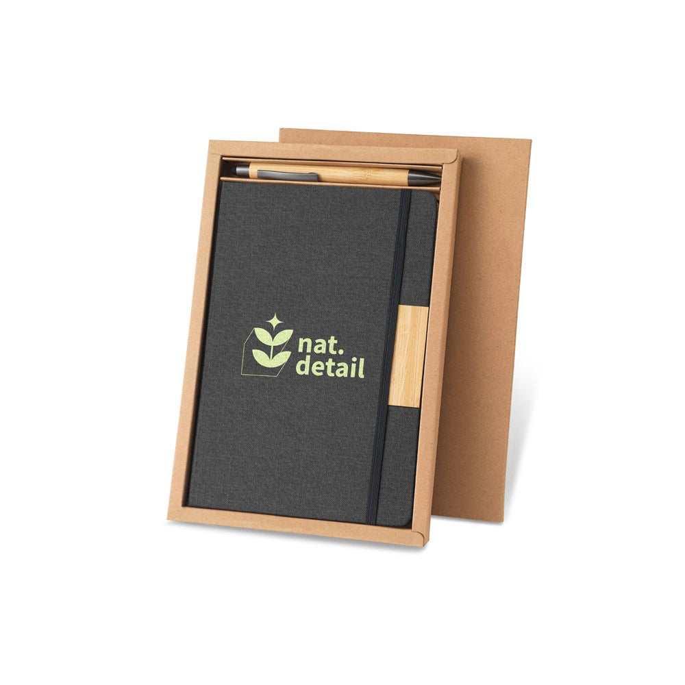 HOMERO promotional writing set in black with custom logo branding