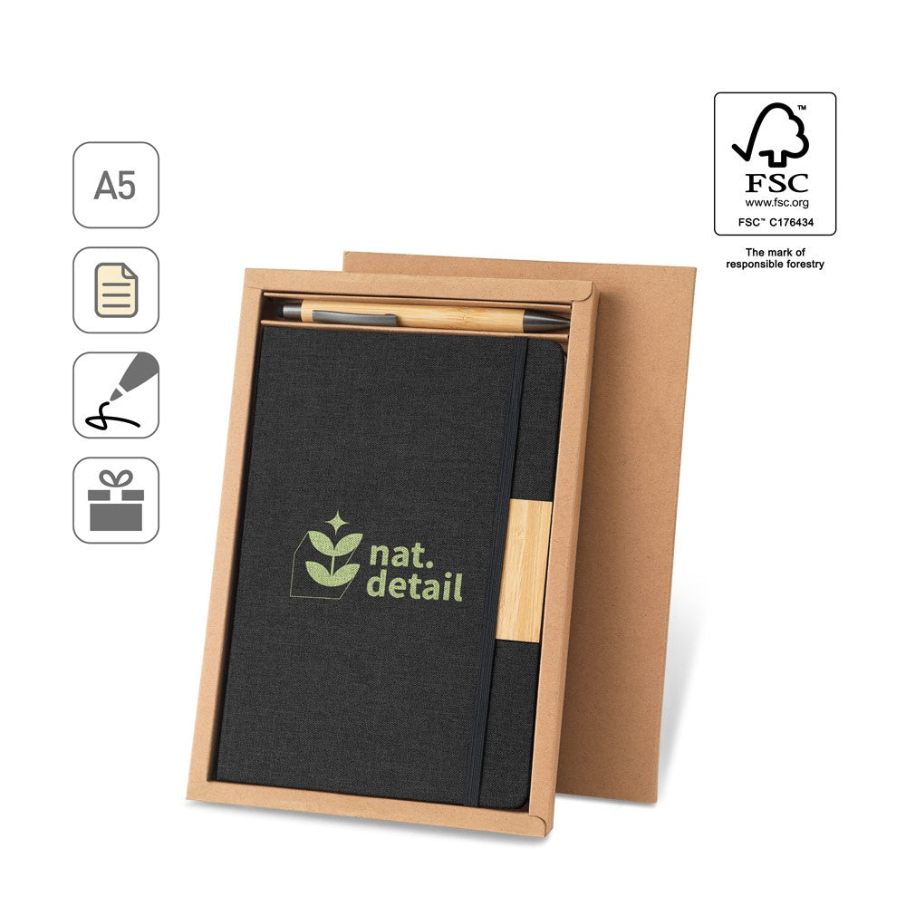 HOMERO promotional writing set (complete set view) with custom logo branding