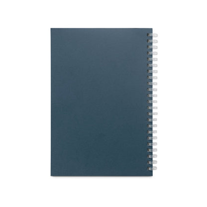 SCHILLER promotional notebook in blue (detail view) with custom logo branding
