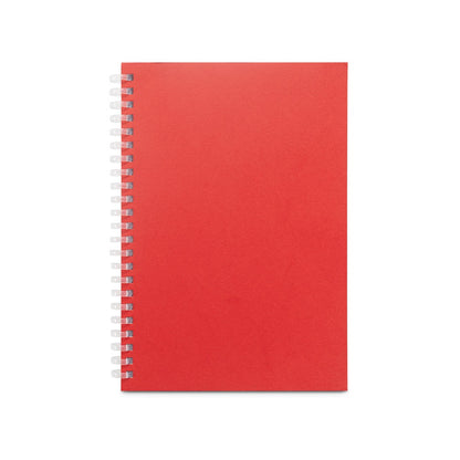 SCHILLER promotional notebook in red (detail view) with custom logo branding