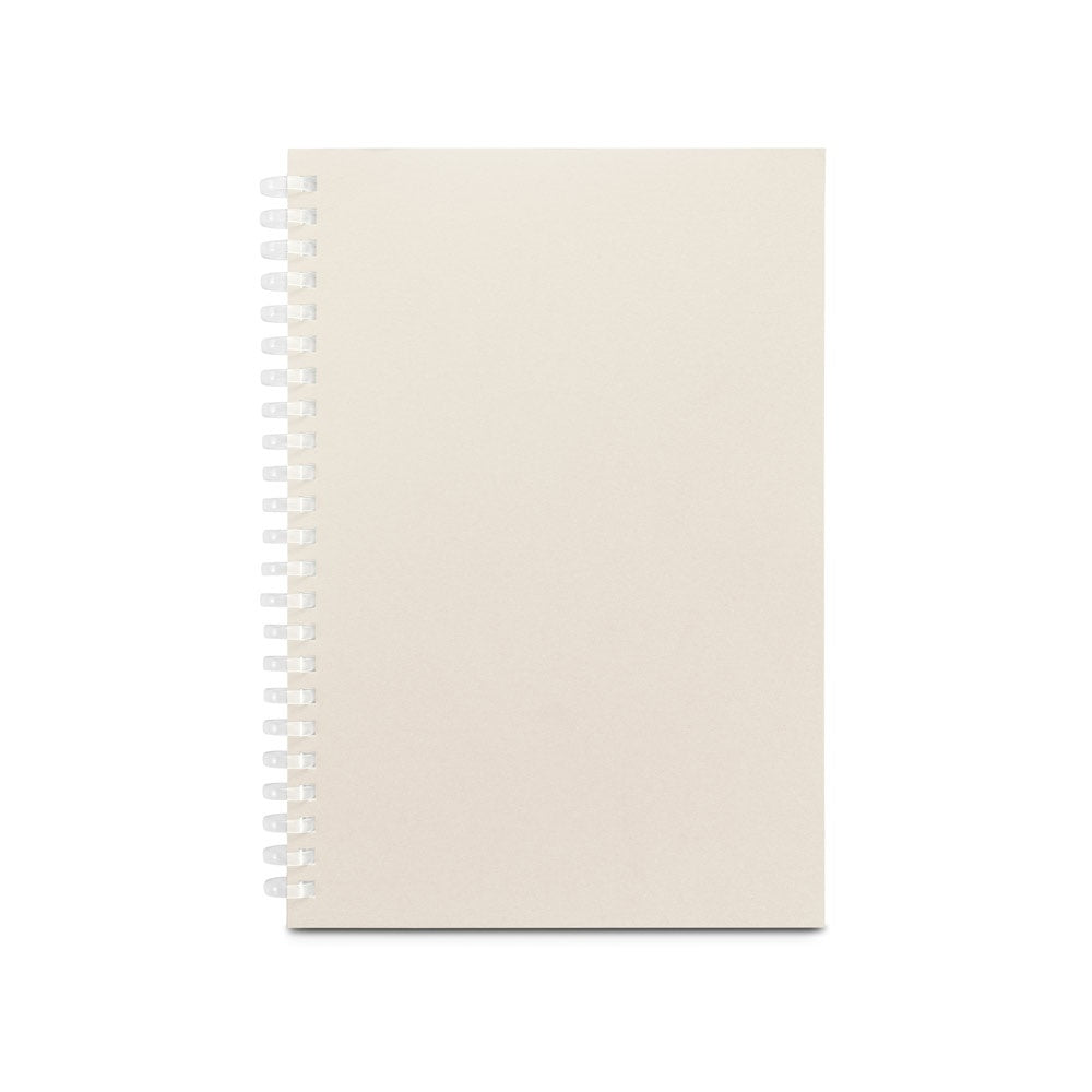 SCHILLER promotional notebook in light grey (detail view) with custom logo branding