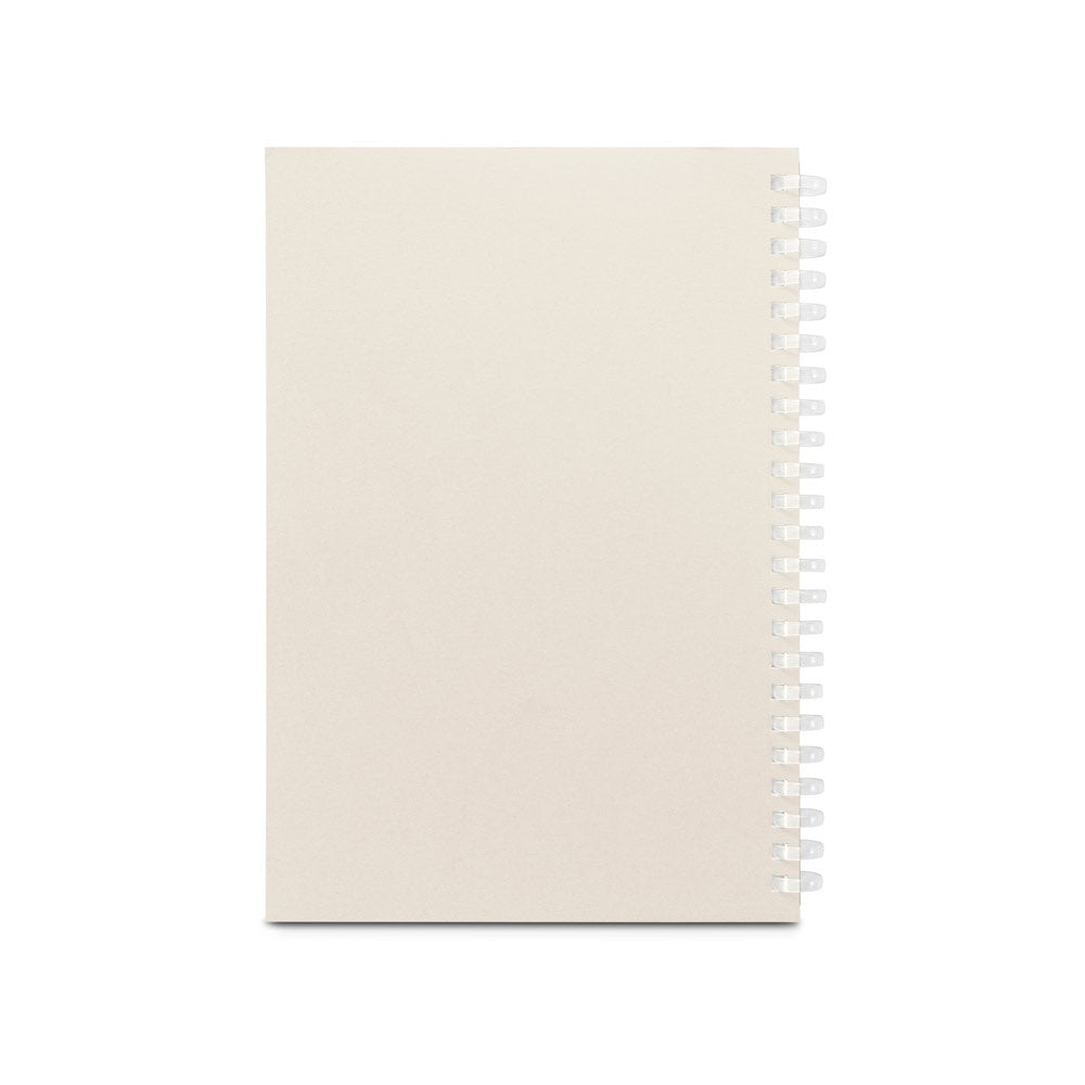 SCHILLER promotional notebook in light grey (detail view) with custom logo branding