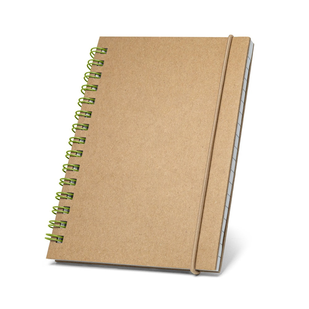 MARLOWE promotional notebook in light green with custom logo branding