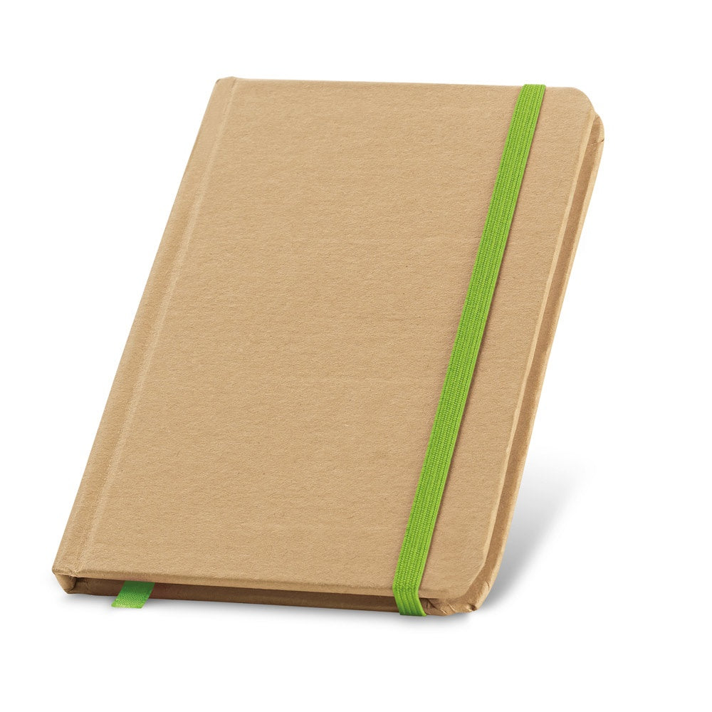 FLAUBERT promotional notebook in light green with custom logo branding