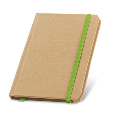 FLAUBERT promotional notebook in light green with custom logo branding
