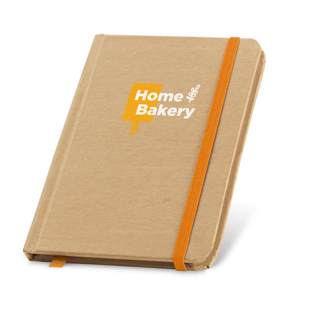 FLAUBERT promotional notebook in orange with custom logo branding