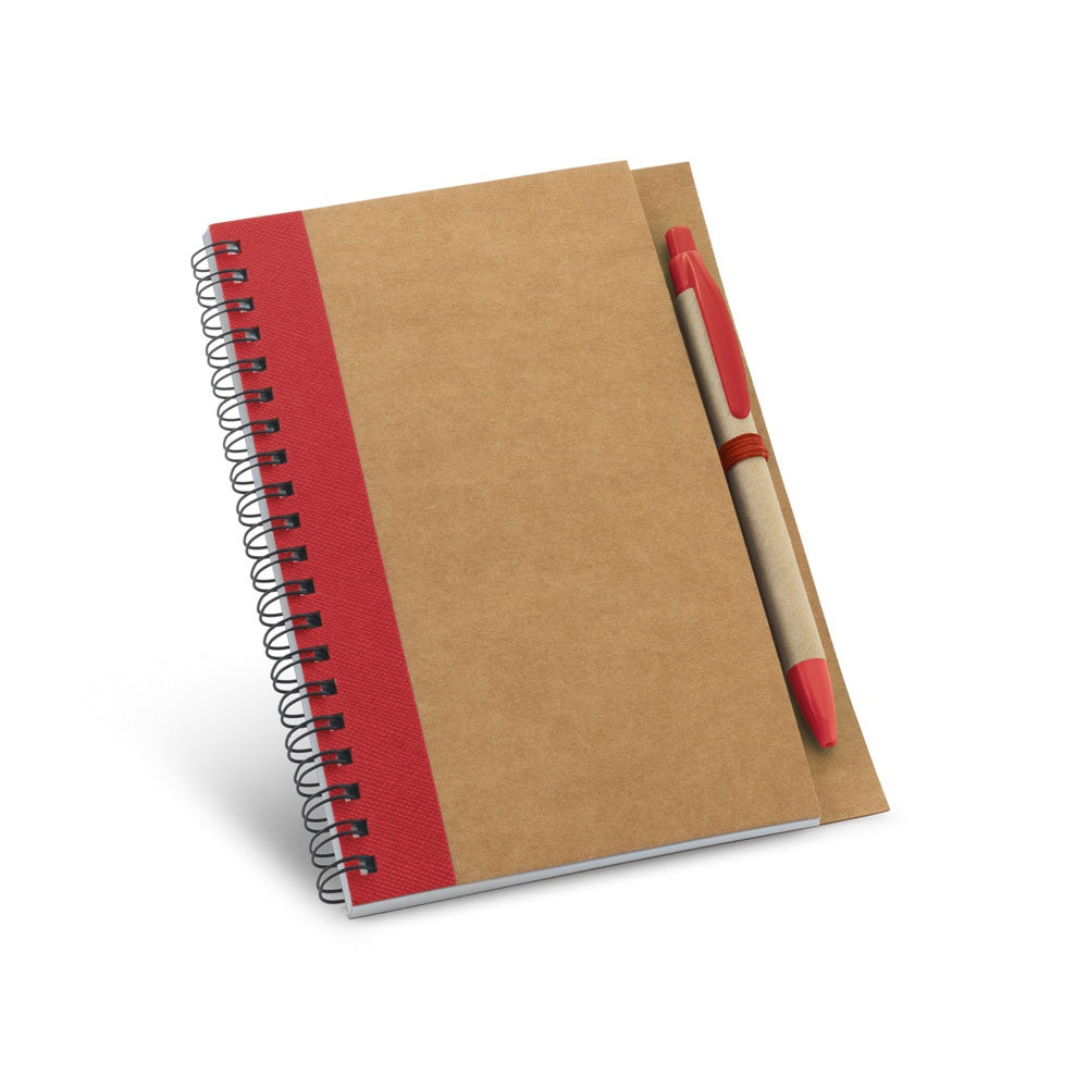 ASIMOV promotional notebook in red with custom logo branding