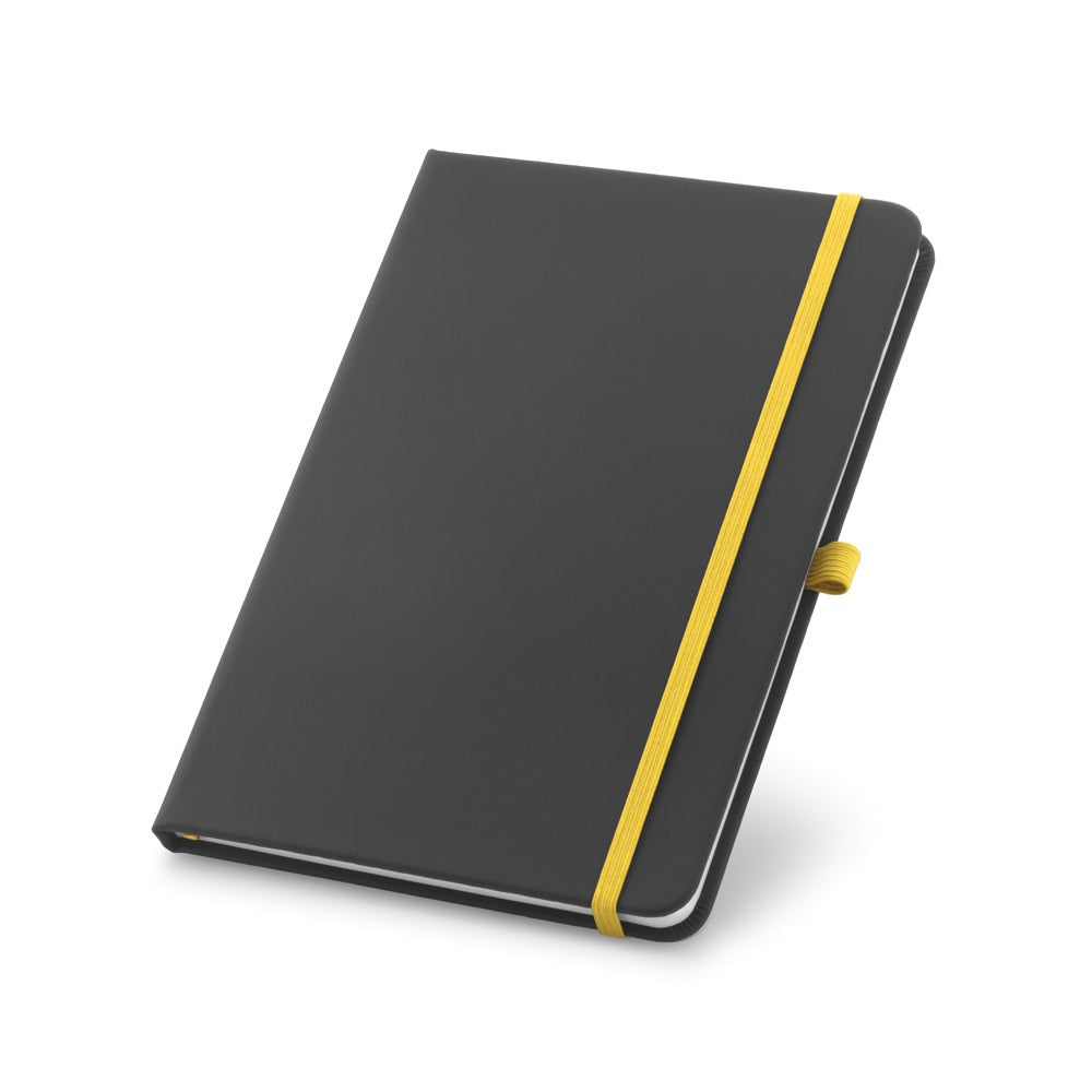CORBIN promotional notebook in yellow with custom logo branding