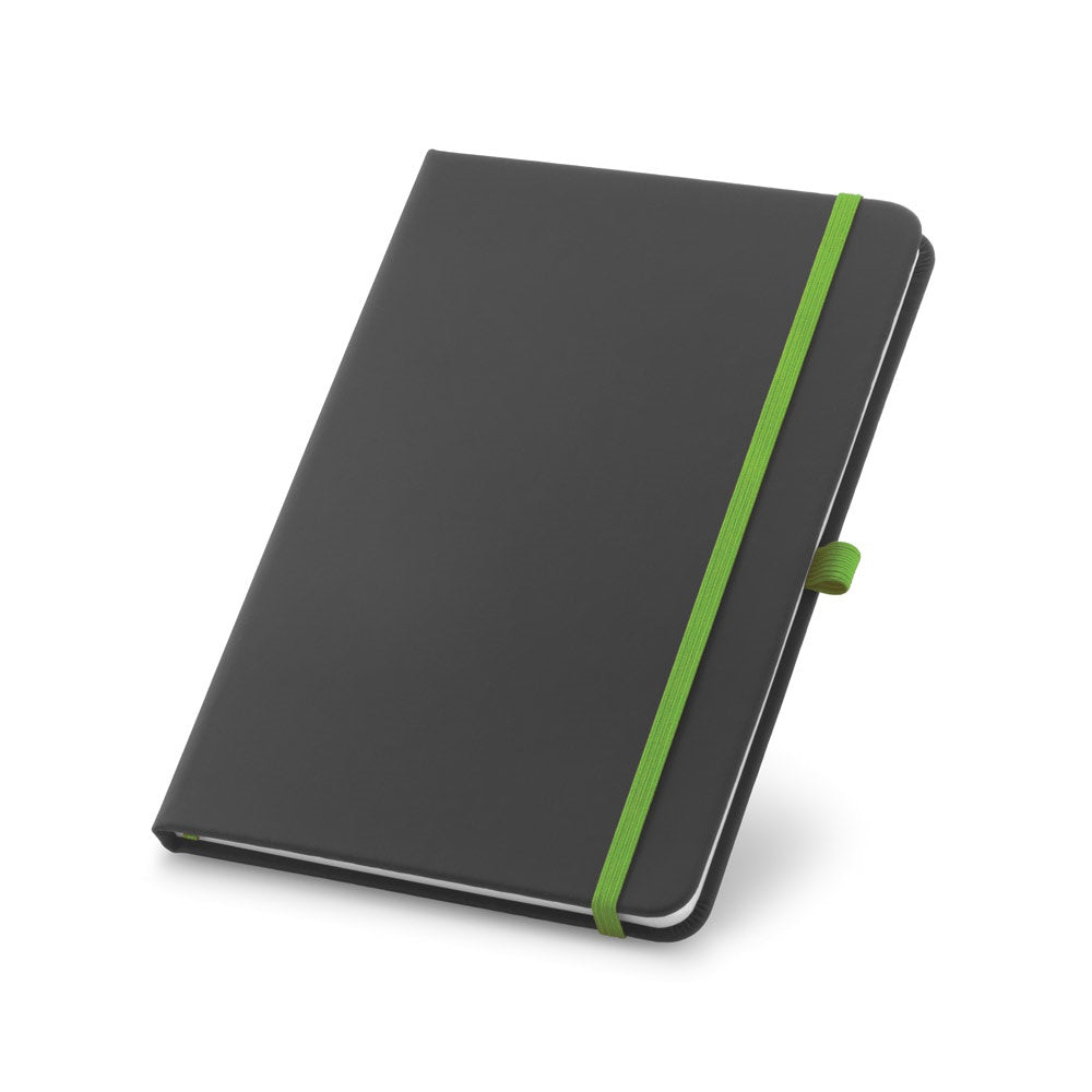 CORBIN promotional notebook in light green with custom logo branding