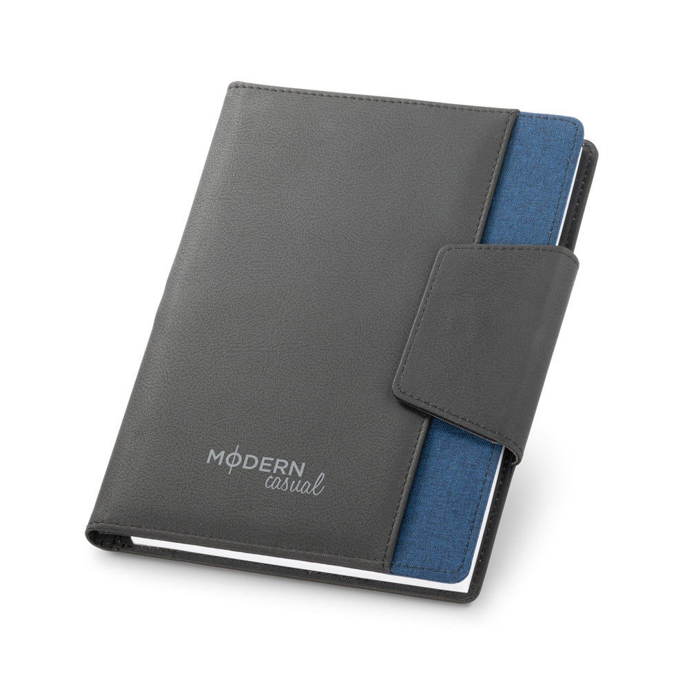 RUSSEL promotional notebook in blue with custom logo branding