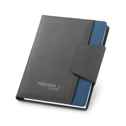 RUSSEL promotional notebook in blue with custom logo branding