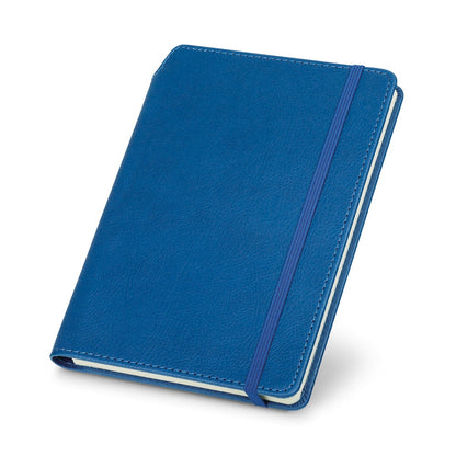 MORIAH promotional notebook in blue (detail view) with custom logo branding